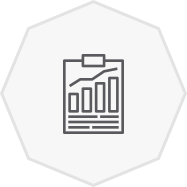 Bar chart icon on clipboard.